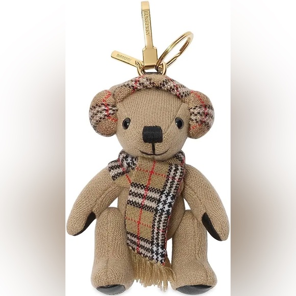Burberry Accessories - Burberry Tan Plaid Bear Keychain